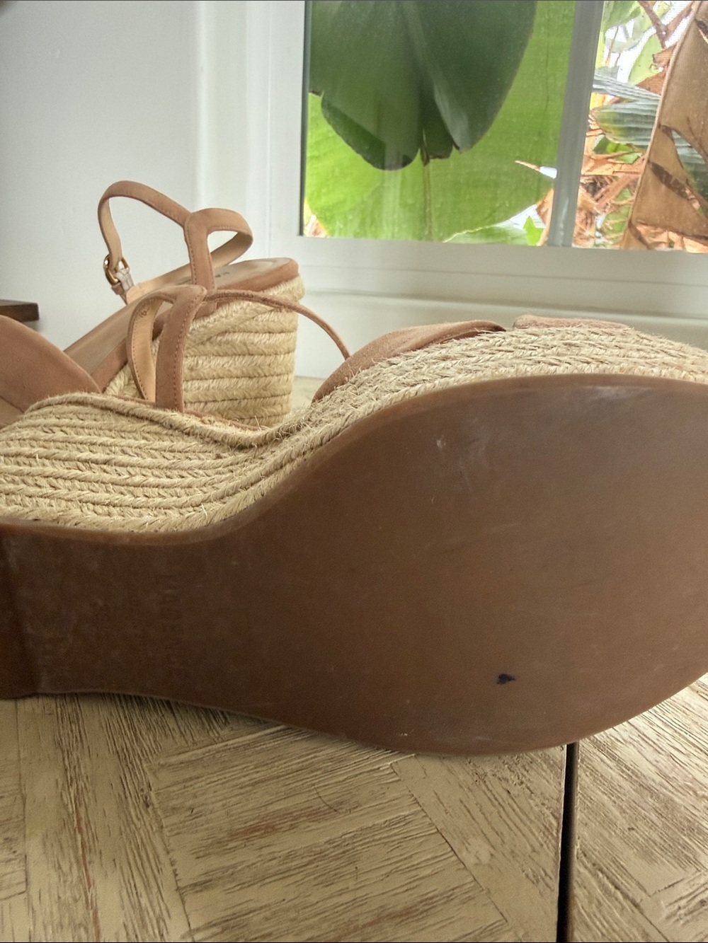 L'AGENCE Nude Blush Suede Espadrille Wedge Sandals - Picture 9 of 11